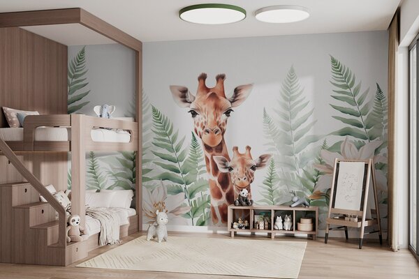 Fototapet Girafe și flori, Fototapet animale, Fototapet populare, w02886 - Tapeko.ro