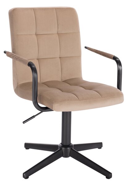 HR1015PCROSS scaun Catifea Latte cu Bază Neagră
