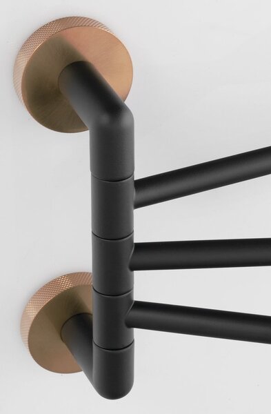 Sapho Sapho, suport triplu pentru prosoape LARISSA, rotativ 350 mm, negru/cupru mat, WS022BC