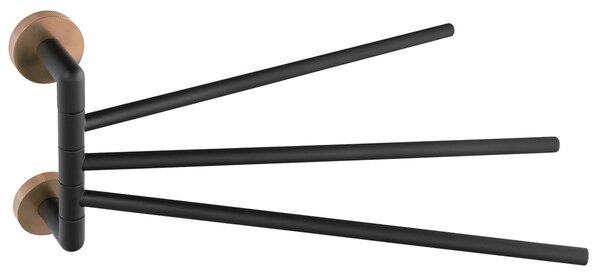 Sapho Sapho, suport triplu pentru prosoape LARISSA, rotativ 350 mm, negru/cupru mat, WS022BC