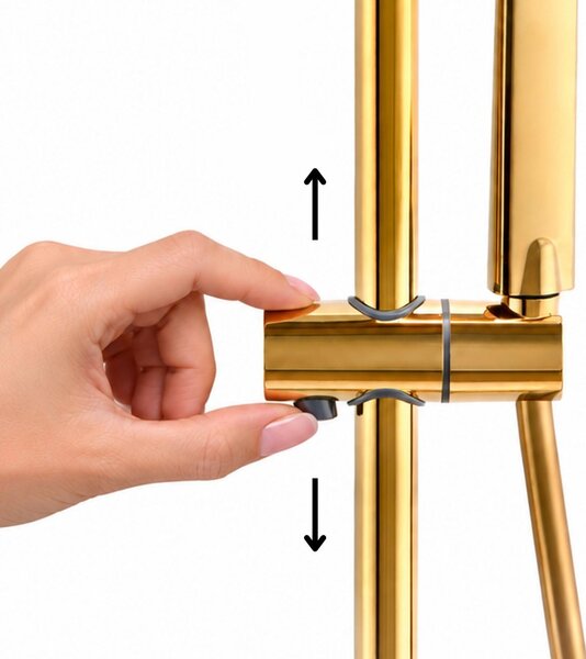 Erga Yoka, coloană de duș cu termostat și duș manual cu 3 funcții, auriu strălucitor, ERG-YKA-BP.BILI-THERM-30-GLD