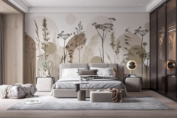 Fototapet Eleganța naturii în designul minimalist’, Fototapet acuarelă, Fototapet populare, w08665 - Tapeko.ro