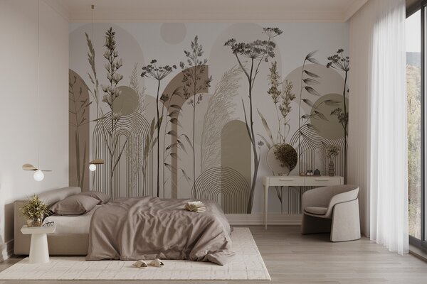 Fototapet Eleganța naturii în designul minimalist’, Fototapet acuarelă, Fototapet populare, w08665 - Tapeko.ro