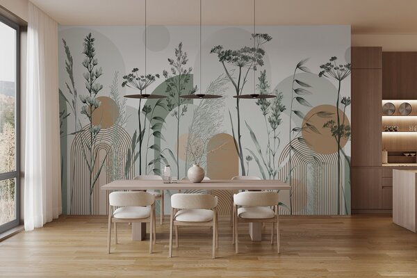 Fototapet Eleganța naturii în designul minimalist’, Fototapet acuarelă, Fototapet populare, w08665 - Tapeko.ro