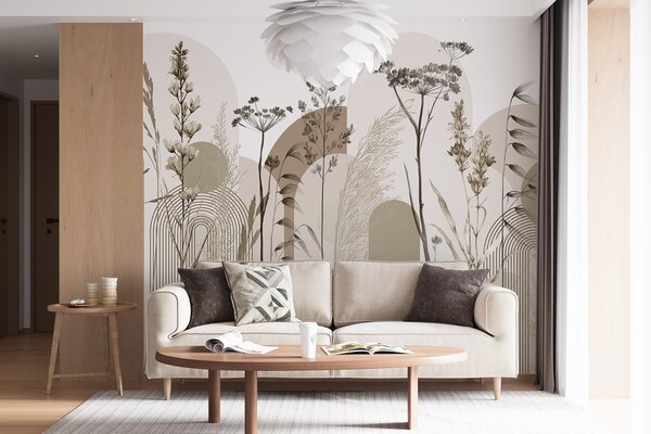 Fototapet Eleganța naturii în designul minimalist’, Fototapet acuarelă, Fototapet populare, w08665 - Tapeko.ro