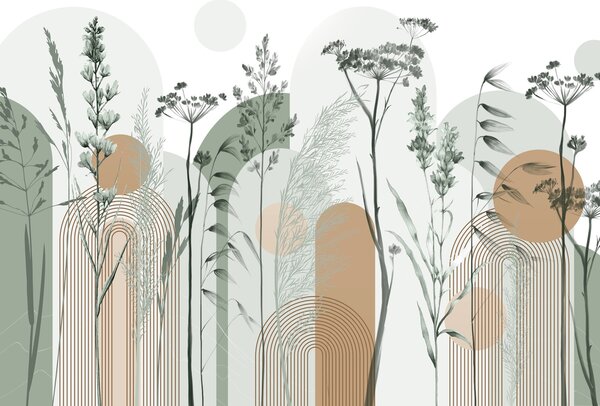 Fototapet Design abstract inspirat din natura senină, Fototapet acuarelă, Fototapet populare, w08665v1 - Tapeko.ro