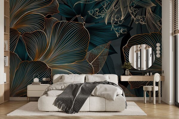 Fototapet Design floral elegant în tonuri închise, Fototapet moderne, Fototapet populare, w08675 - Tapeko.ro