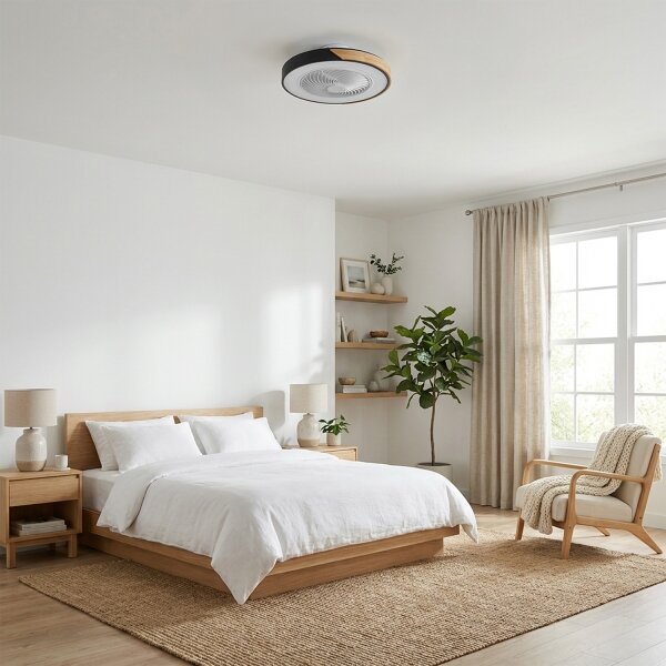Brilagi-LED plafonieră LED dimabilă cu ventilator, 30W/230V, 3000-6500K, negru/stejar +telecomandă