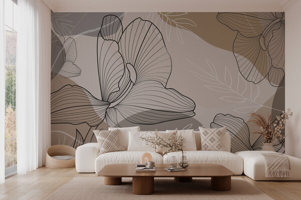 Fototapet Design elegant de artă florală, Fototapet flori, Fototapet populare, w02914 - Tapeko.ro