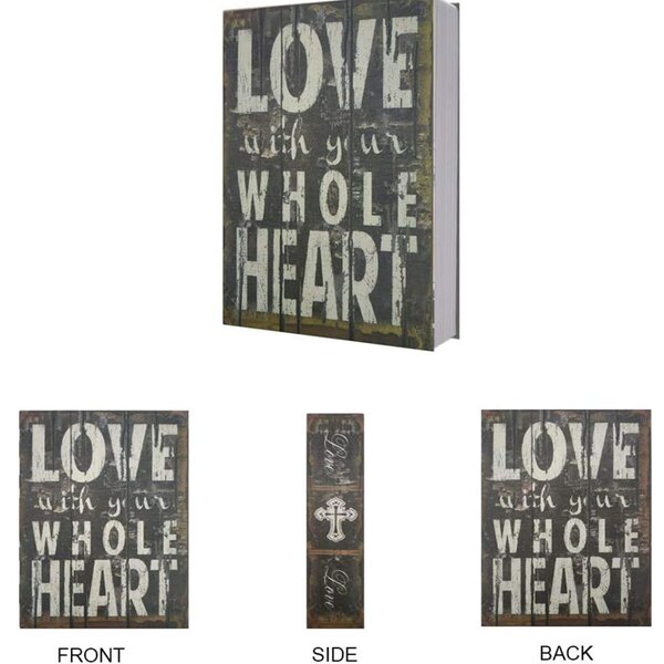 Seif secret tip carte Pufo cu cheie pentru blocare, model Love with whole Heart, 18 x 12 cm