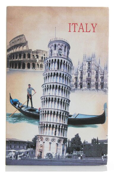 Seif secret tip carte Pufo cu cheie pentru blocare, model Bella Italia, 18 x 12 cm