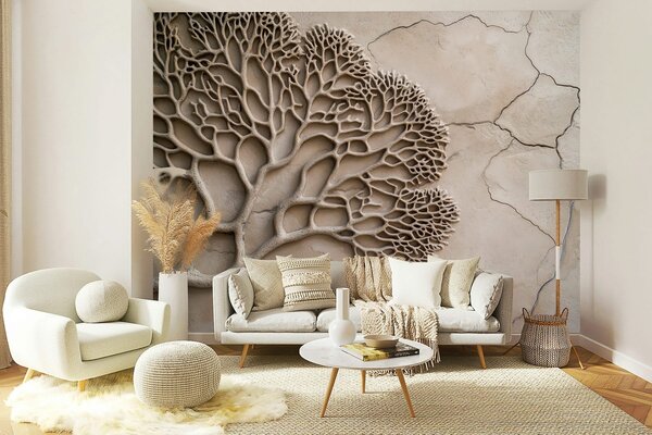 Fototapet Coral pe o suprafață de beton, Fototapet natură, Fototapet populare, w02908 - Tapeko.ro
