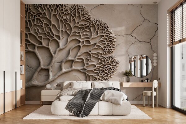 Fototapet Coral pe o suprafață de beton, Fototapet natură, Fototapet populare, w02908 - Tapeko.ro