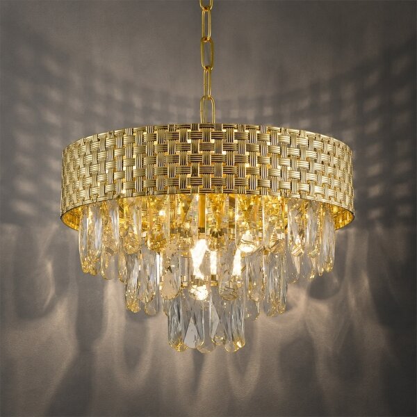 Candelabru cu lanț CHARLIZE 4xE14/10W/230V auriu