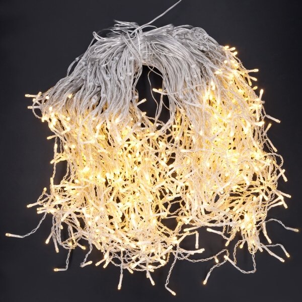 BRILAGI - Instalație luminoasă LED de exterior pentru Crăciun, 800 LED/8 funcții, 43 m, IP44, alb cald, cu țurțuri