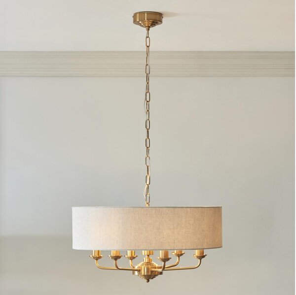 Endon 110722 - Lustră suspendată pe lanț HIGHCLERE, 6xE14/40W/230V, bej/alamă, diametru 55 cm
