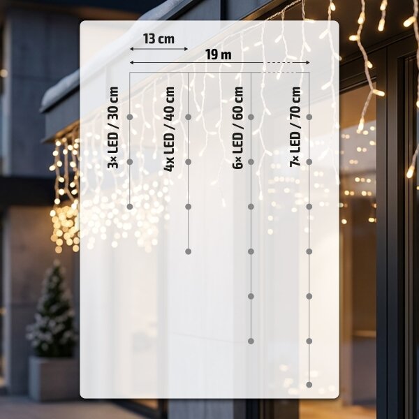 BRILAGI - LED Instalație de Crăciun pentru exterior 720xLED/8 funcții 24m IP44 alb cald ţurţuri