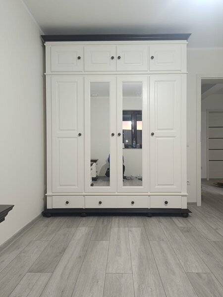 Dormitor Luxus lemn masiv Alb/Nuc, montaj gratuit