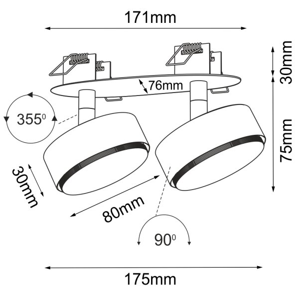 Brosline 3276 - Spot încastrat DROP 2xGX53/9W/230V alb
