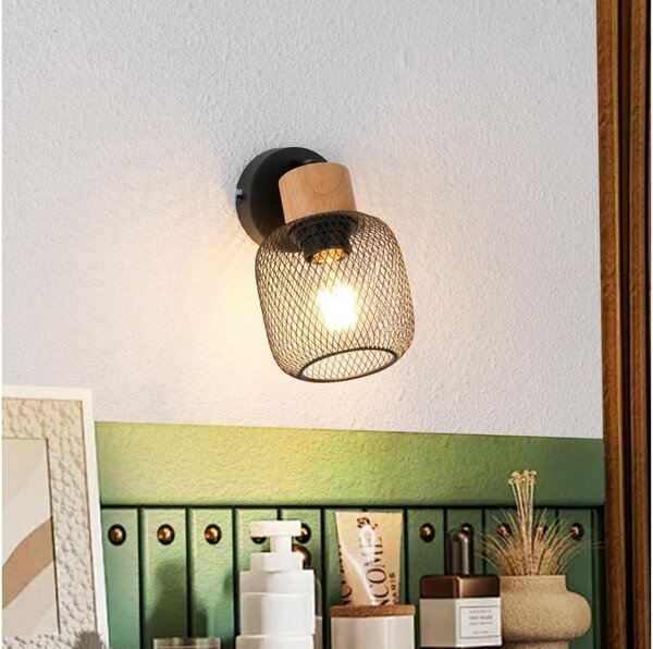 Brilagi - Aplică spot de perete BASKLITE 1xE27/15W/230V lemn/negru