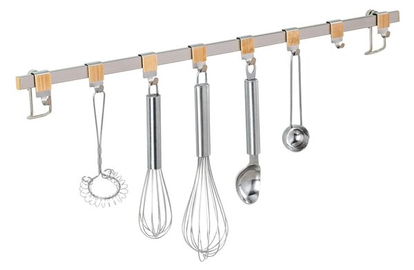 ASTOREO Șină si cârlige pentru bucătărie - crom mat - Mărimea 2,5 x 4 x 60 cm
