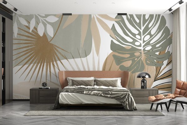Fototapet Design botanic abstract inspirat din natură, Fototapet frunze palmier, Fototapet populare, w08738v1 - Tapeko.ro