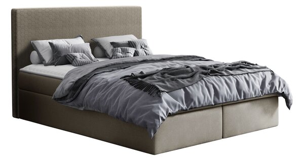 Pat boxspring NixBoxspring, Dublu, Maro deschis, 140x200, Tapiterie, Somiera patSomiera pat, 15x21x10cm