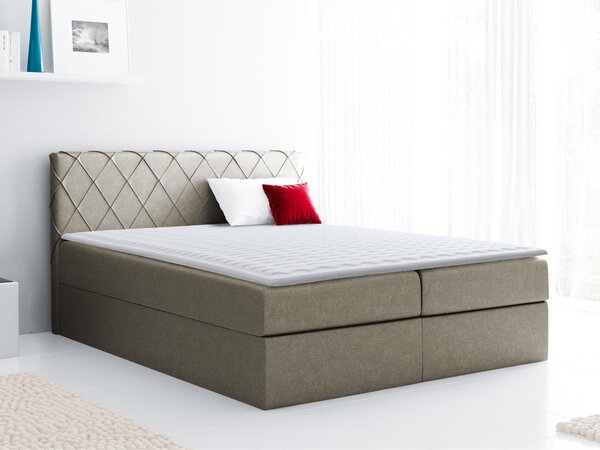 Pat boxspring GenusBoxspring, Dublu, Maro deschis, 160x200, Tapiterie, Somiera patSomiera pat, 17x21x10cm