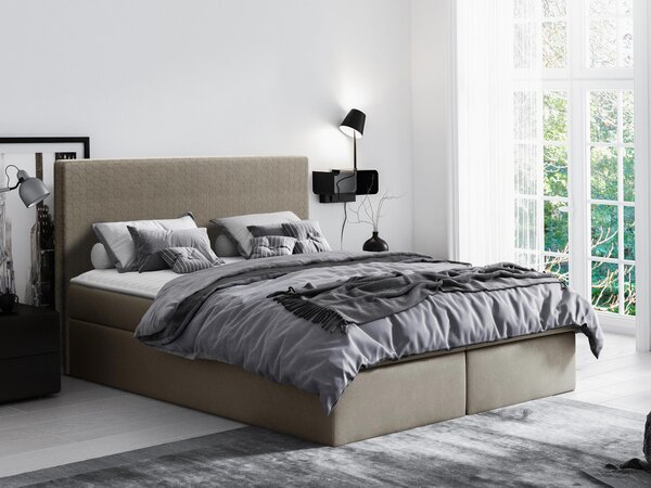 Pat boxspring NixBoxspring, Dublu, Maro deschis, 140x200, Tapiterie, Somiera patSomiera pat, 15x21x10cm