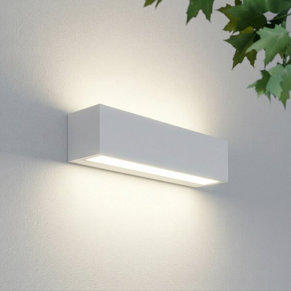 Lucande Lampa de perete pentru exterior cu LED Lengo, 25 cm, albă, lumină, Alb, Aluminiu, Modern