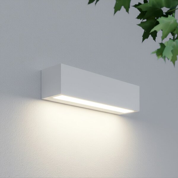 Lucande Lampa de perete pentru exterior cu LED Lengo, 25 cm, albă, lumină, Alb, Aluminiu, Modern