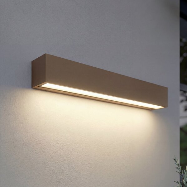 Lucande Lampa de perete pentru exterior cu LED Lengo, 50 cm, maro, lumină, Maro / Rugină, Aluminiu, Modern