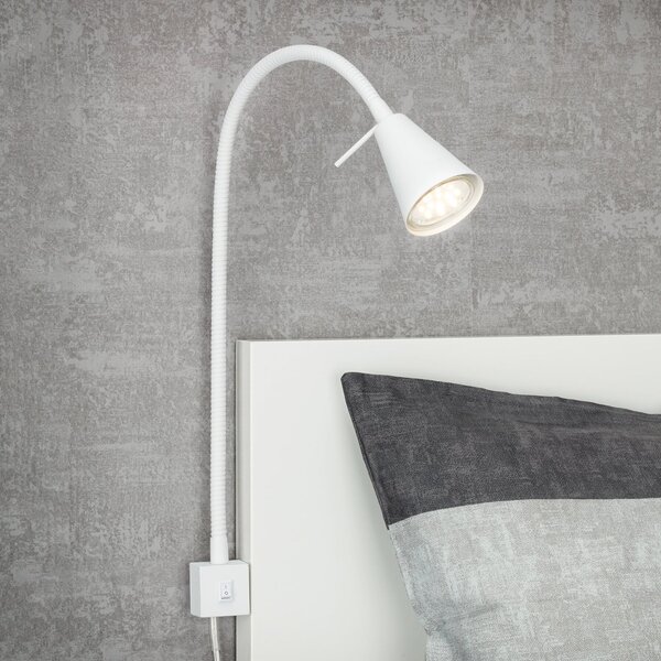 Briloner Aplică de perete LED Tuso, alb, montare pe pat, metal, Alb, dormitor, Metal, Modern