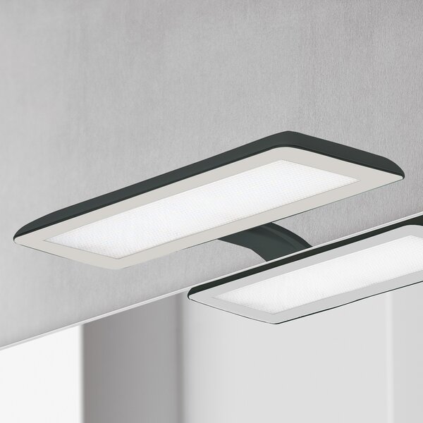 Ebir Lampă LED oglindă Nikita, negru/gri-oțel, Negru, Baie, Plastic, Modern, Ansamblu de mobilier