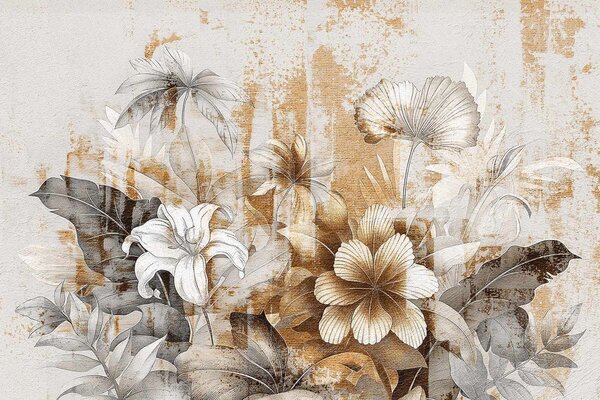 Fototapet Design floral elegant cu tonuri moi, Fototapet natură, Fototapet populare, w08767 - Tapeko.ro