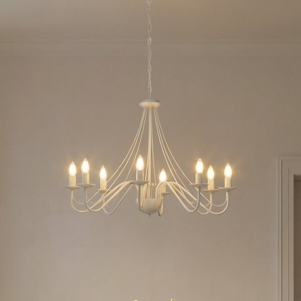 HELAM Candelabru Malbo, alb, metal, 8 becuri, E14, reglabil, Alb, Camera de zi / sufragerie, Metal, Modern