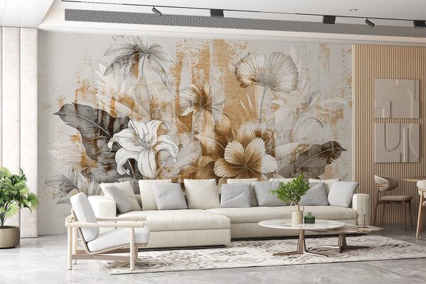 Fototapet Design floral elegant cu tonuri moi, Fototapet natură, Fototapet populare, w08767 - Tapeko.ro