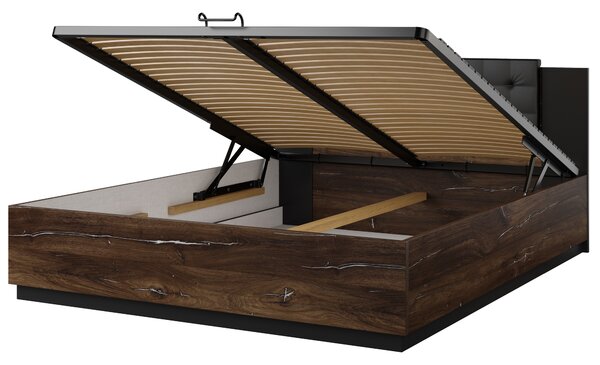 Pat matrimonial 160 cm Signat Typ 31 (Negru + Stejar flagstaff + fir argintiu). Promo -22%. 1107660