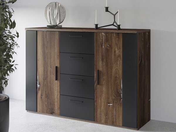 Comodă Signat Typ 26 (Negru + Stejar flagstaff + argintiu). Promo -17%. 1107659