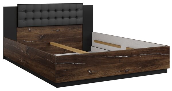 Pat matrimonial 160 cm Signat Typ 31 (Negru + Stejar flagstaff + fir argintiu). Promo -22%. 1107660