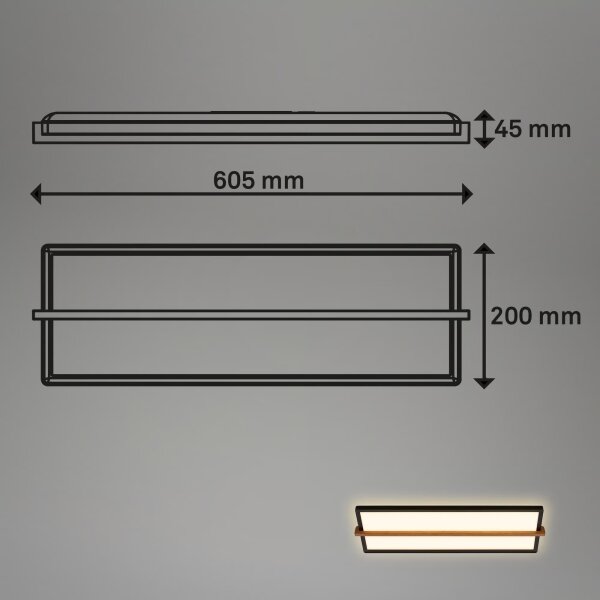 Briloner 3846015 - Plafonieră LED, 22 W, 230 V, 60,5 x 20 cm