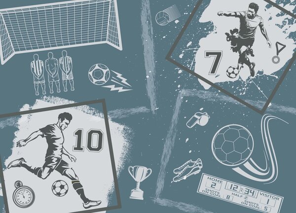 Fototapet Colaj de diverse imagini sportive, Fototapet fotbal, Fototapet populare, w03122 - Tapeko.ro