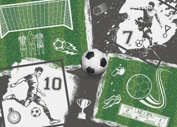 Fototapet Acțiune fotbalistică pe teren, Fototapet fotbal, Fototapet populare, w03121 - Tapeko.ro