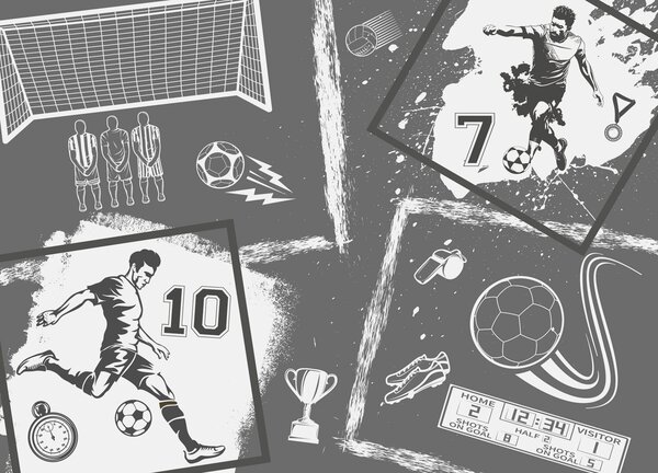 Fototapet Acțiune de fotbal în stil monocrom, Fototapet fotbal, Fototapet populare, w03122v1 - Tapeko.ro