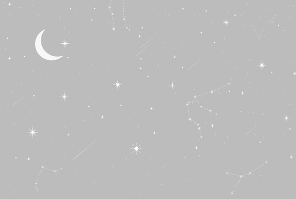 Fototapet Cer gri cu stele și lună, Fototapet spațiu cosmic, Fototapet populare, w03144v3 - Tapeko.ro