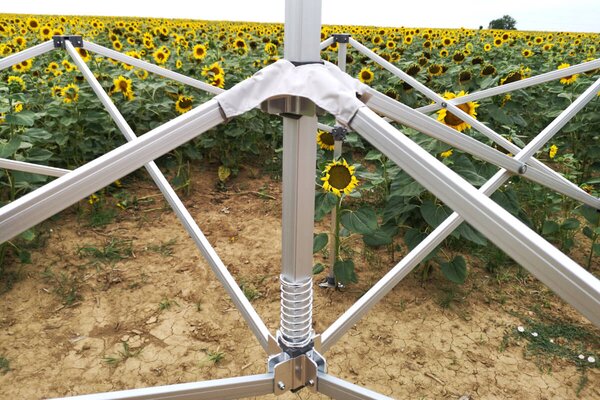 Cort promo din aluminiu 4x4 m ALU PREMIUM – 3 pereți, HEX 45 mm - cu 3 pereți - Albastru