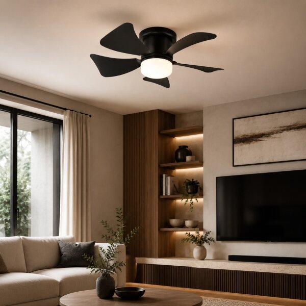 ZEVENTI - Ventilator de tavan LED reglabil MUNDAKA LED/10W/230V negru + DO