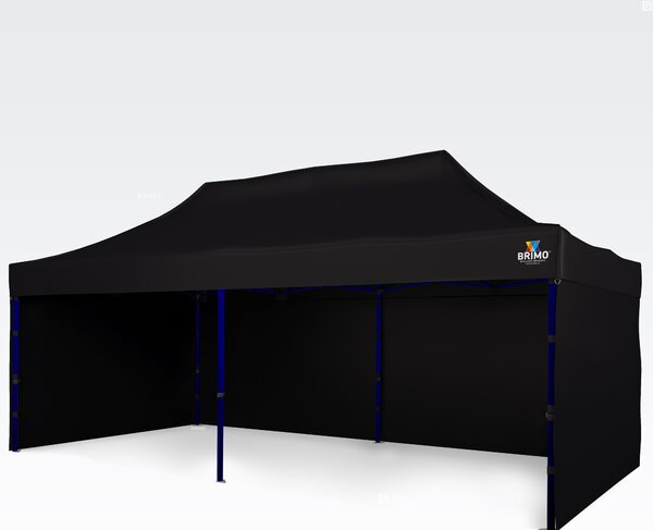 Foișor de grădină 3×6 m – pliabil cu 3 pereți - cu 3 pereți - Negru