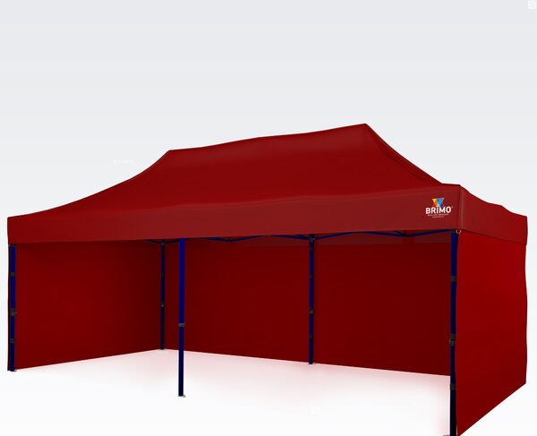 Foișor de grădină 3×6 m – pliabil cu 3 pereți - cu 3 pereți - Rosu