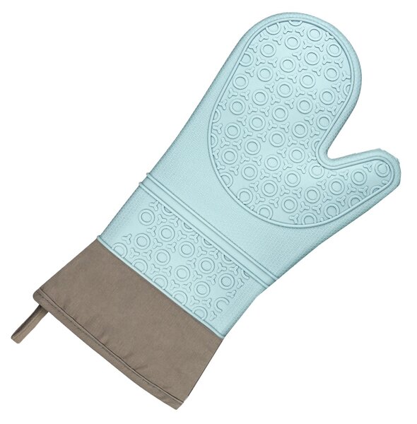 Manusa de bucatarie Pufo Cuisine din silicon pentru gratar sau cuptor, captusita, 35 cm, verde